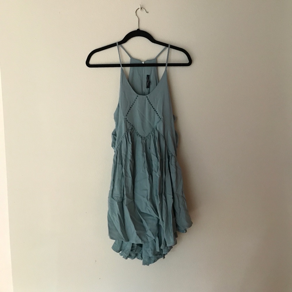 Size S Romeo and Juliet Spaghetti Sundress Aqua