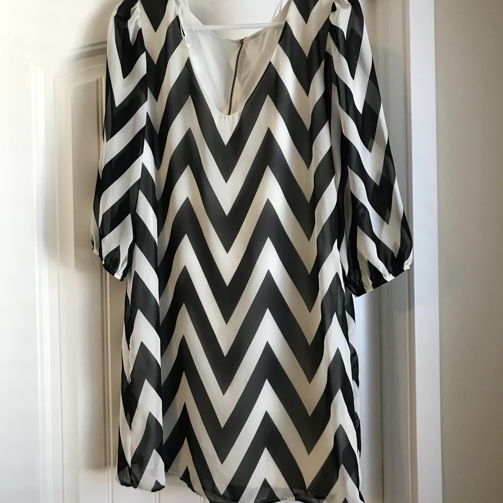 Black and white chevron dress