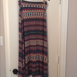 Multi colored fold over maxi skirt