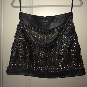 NWOT Nasty Gal 100% Leather Beaded Mini Skirt