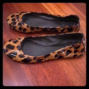 Tory Burch Leopard Print Patent Leather Flats