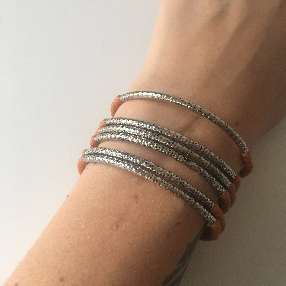 Burnt Orange Stretchy Bead Bracelet