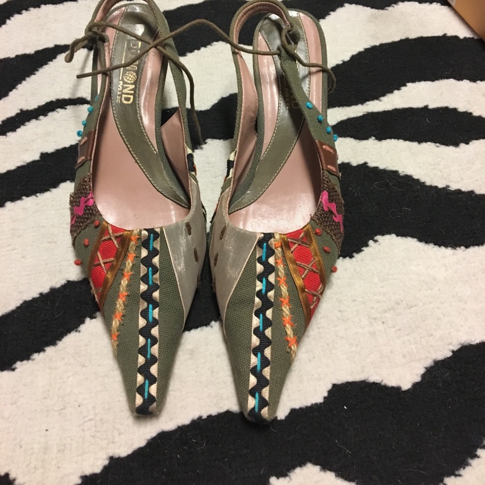 Green Mixed Colour Demond Heels