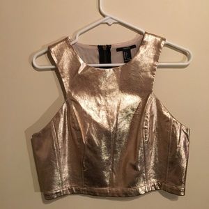 Rose Gold Metallic Crop Top