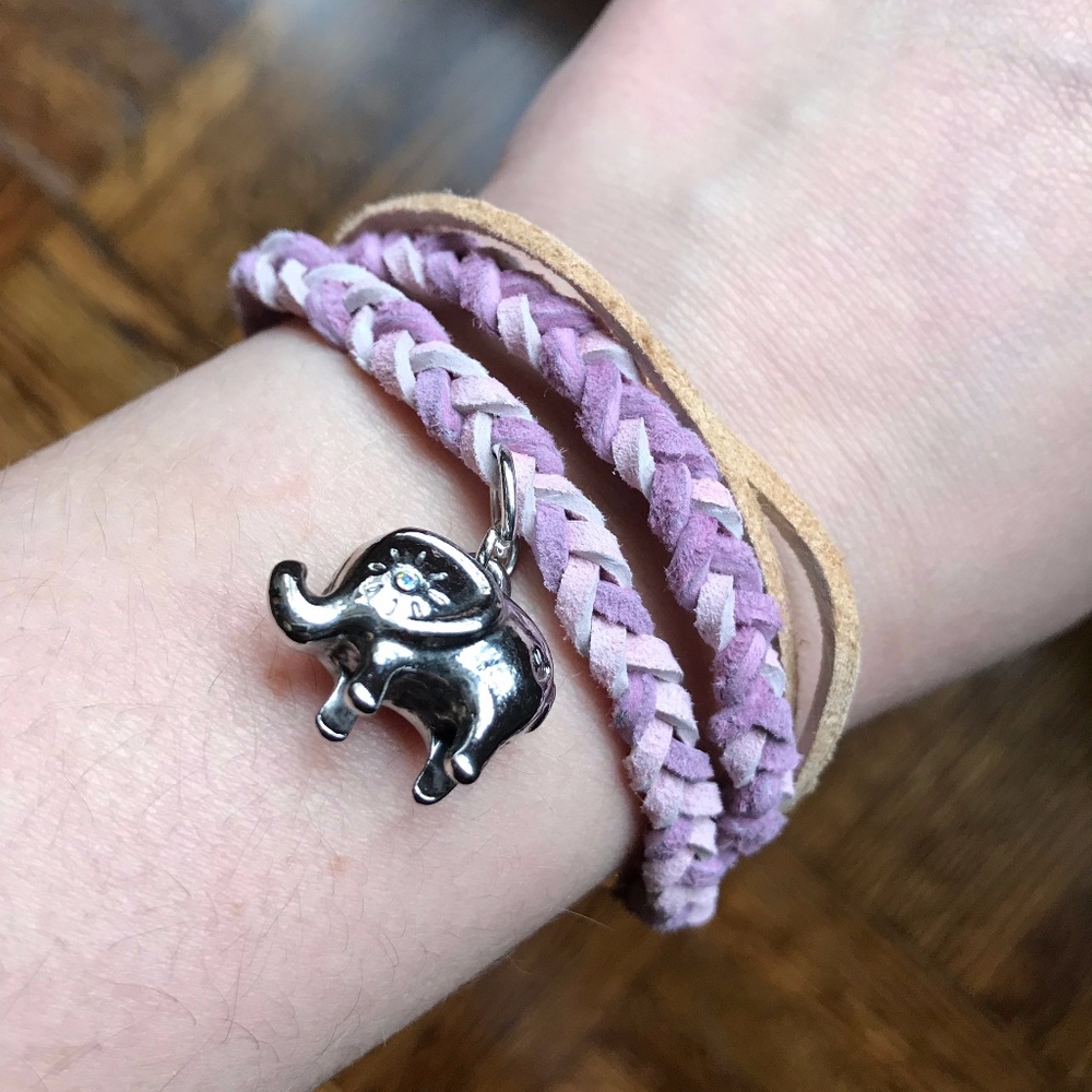 Suede Braided Elephant Charm Necklace