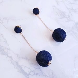 Navy blue ball drop earrings