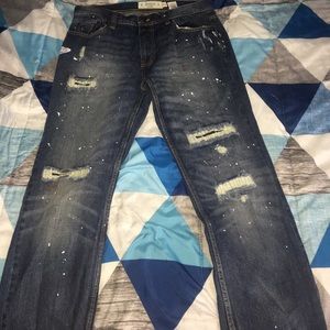 Men’s slim straight distressed jeans 32/34