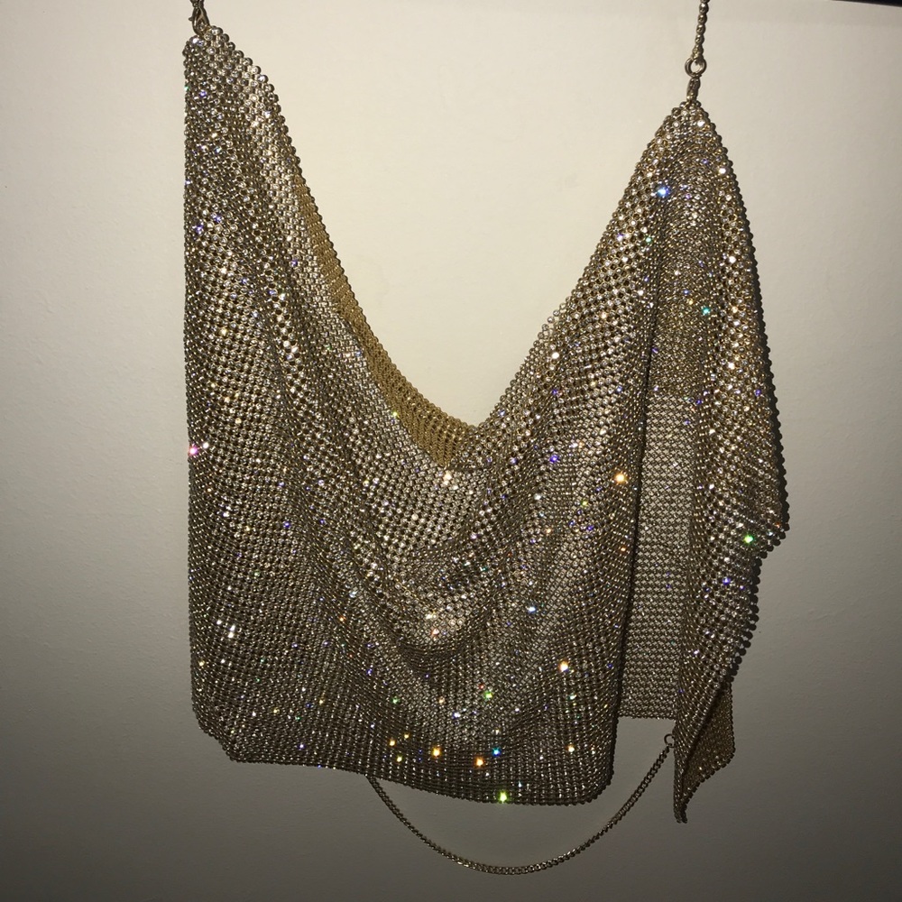 Gold Sparkly rime stone crop. Once worn