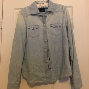 Long sleeve button down chambray shirt
