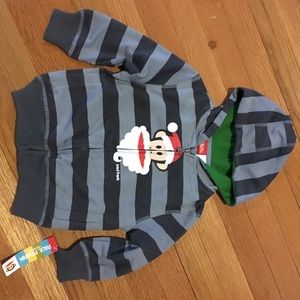 2T Paul Frank Christmas Zipper Hoodie (Grey Strip)