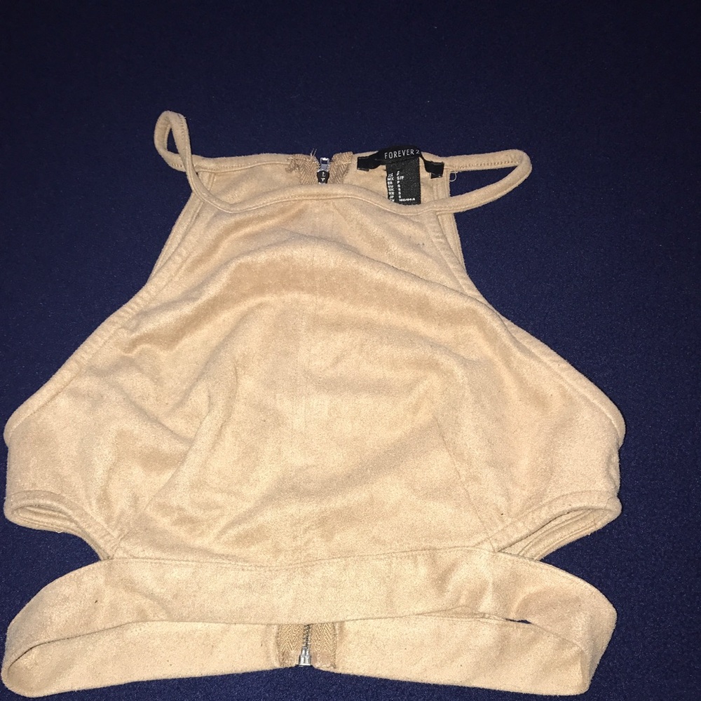 Suede cut out crop top