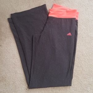 Adidas charcoal grey with coral waistband boot cut