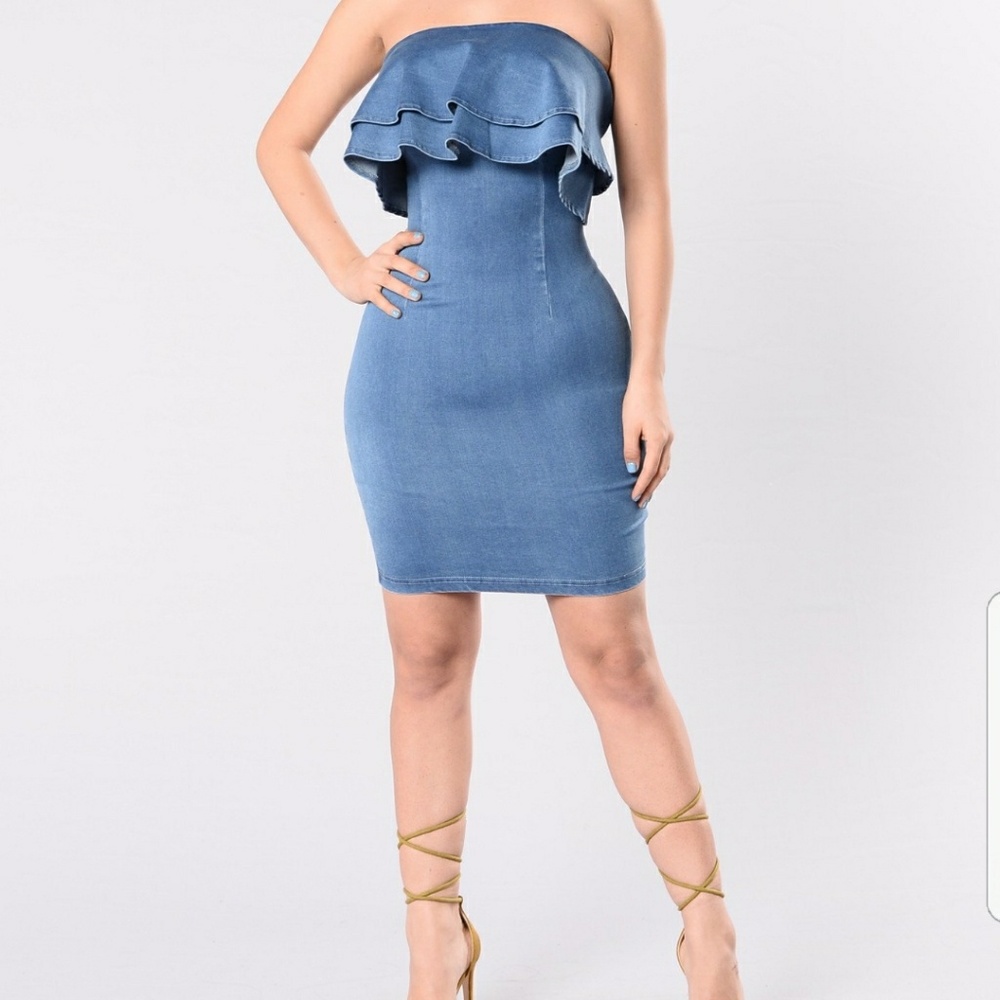  Sexy & cute strapless denim dress