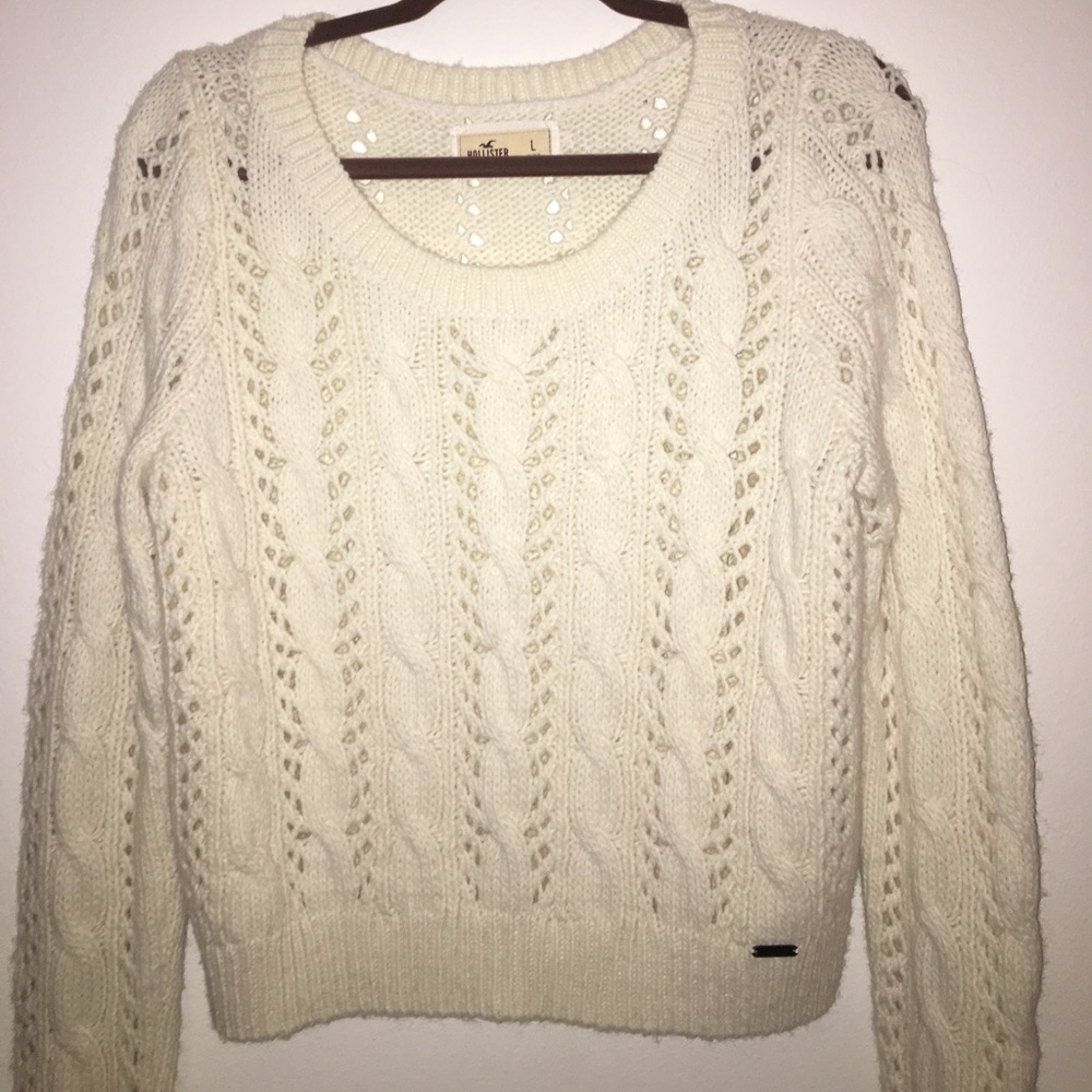 HOLLISTER white pullover long sleeves Sz L regular