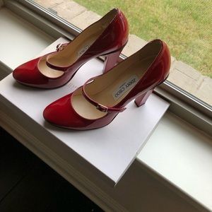 Jimmy Choo red patent leather Mary Janes