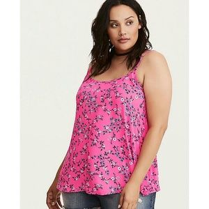 Floral print lace up back cami