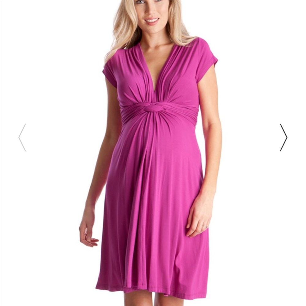 Seraphine pink fuschia knot maternity dress sz 2
