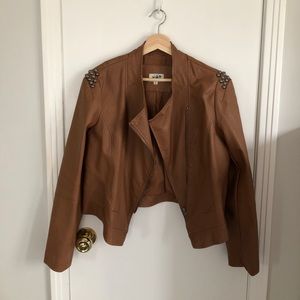Faux Leather Motto Jacket