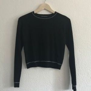 NWOT Brandy Melville Black Embroider Sweater