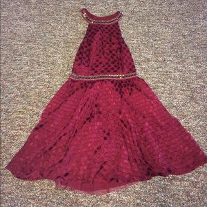 Red dress.