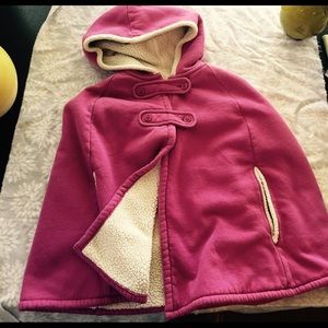 Lands End fleece magenta poncho girls size 7-8
