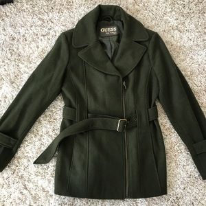 Guess Hunter Green Warm Wool Coat. Medium