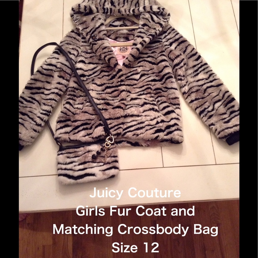 Juicy Couture Faux Fur Coat & Crossbody Bag