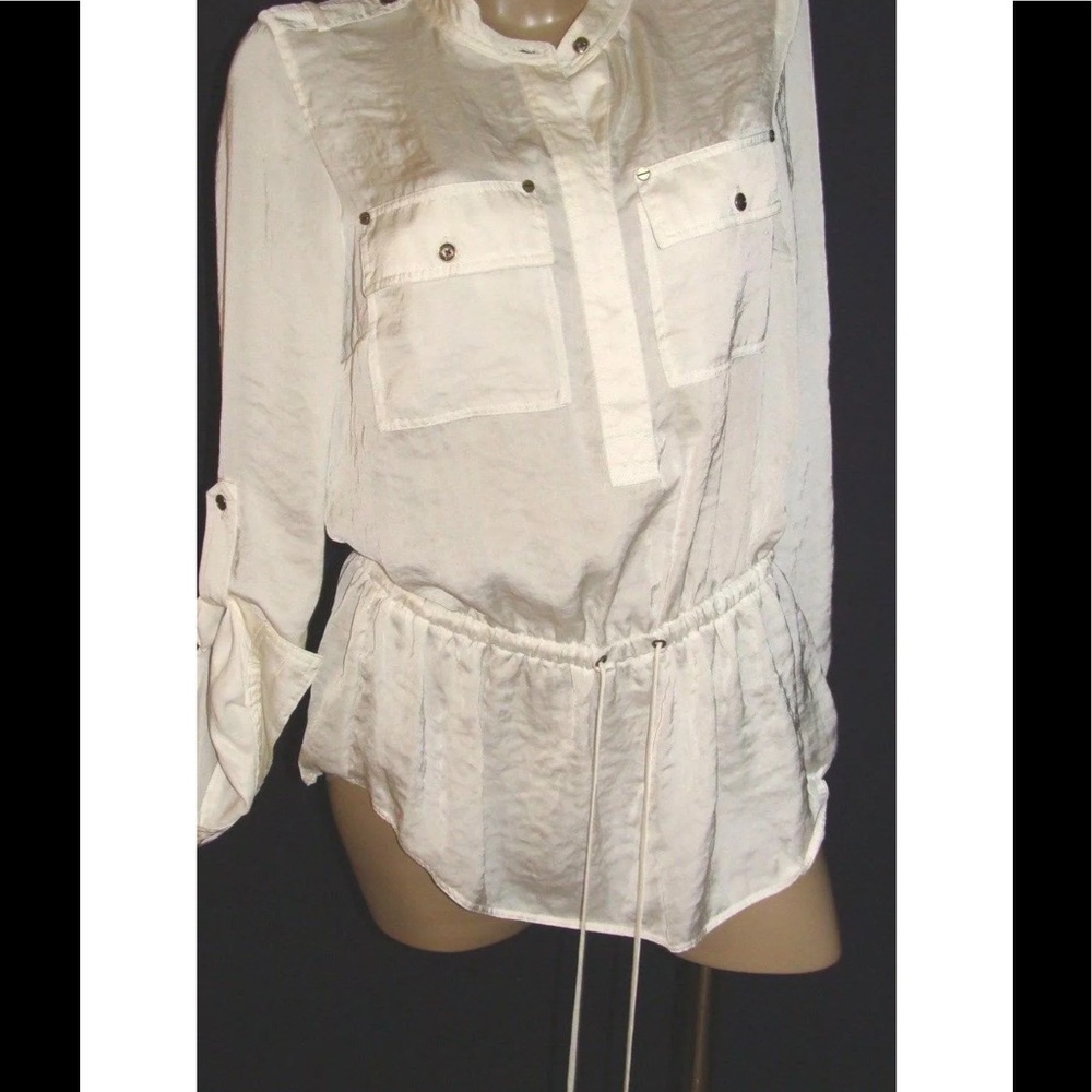 Michael Kors Ecru Satin Blouson Top! NWT! OP $99