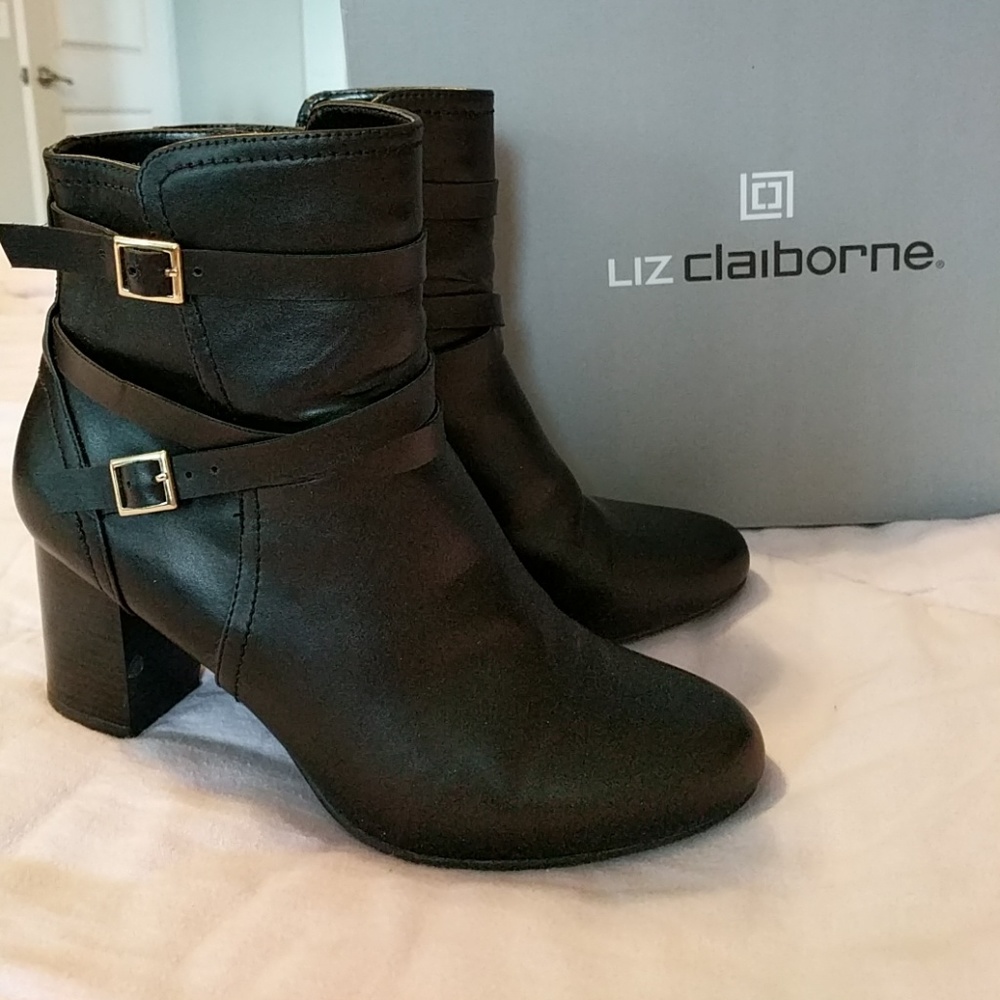 Black ankle boots with buckle