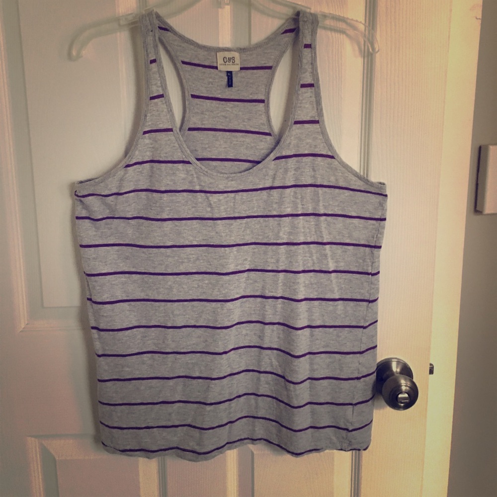 🔥Donating Soon🔥Grey and Purple Stripe Flowy Tank
