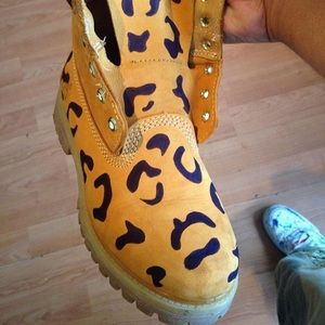 Custom Cheetah print Timberlands
