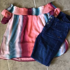 Off The Shoulder Colorful Top!