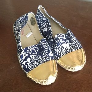 Lilly Pulitzer Navy & Gold Upstream Espadrilles