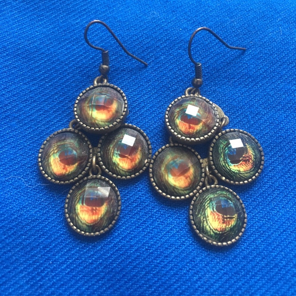 Peacock chandelier earrings