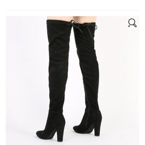 Over the knee black suede boots
