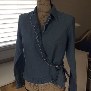 Chambray wrap Lauren Jean Co top