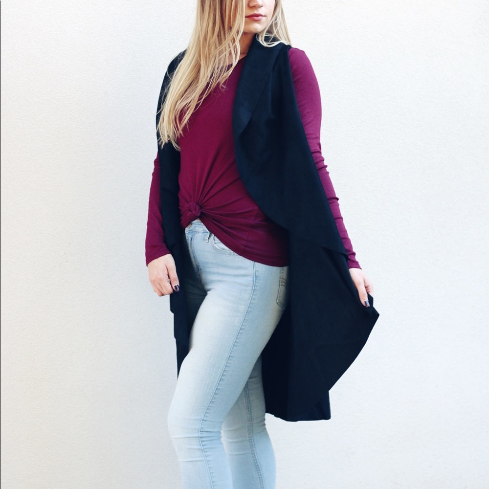 Long Faux Suede Vest