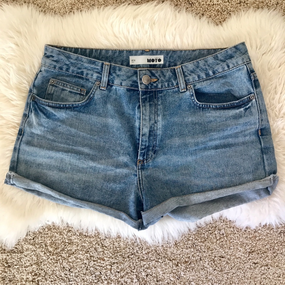 TOP SHOP High Waisted Denim Shorts