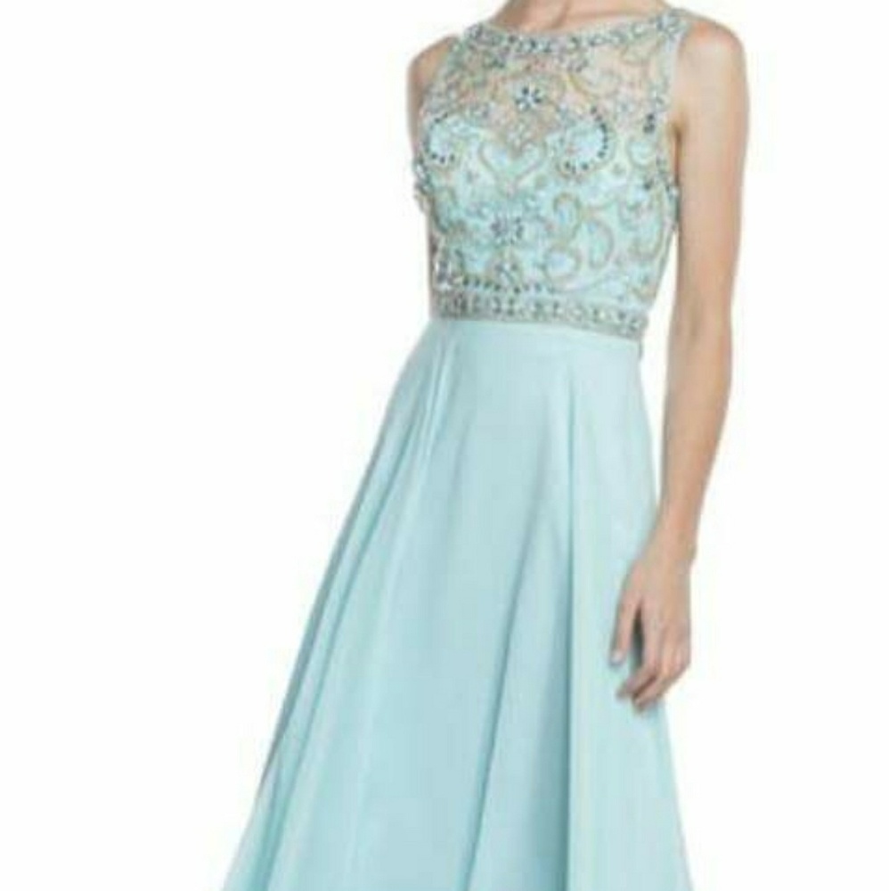 Long Chiffon heavy hand beaded gown