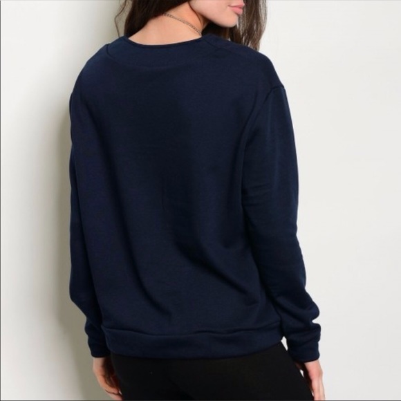 Lace up navy top sweatshirt - Picture 2 of 3