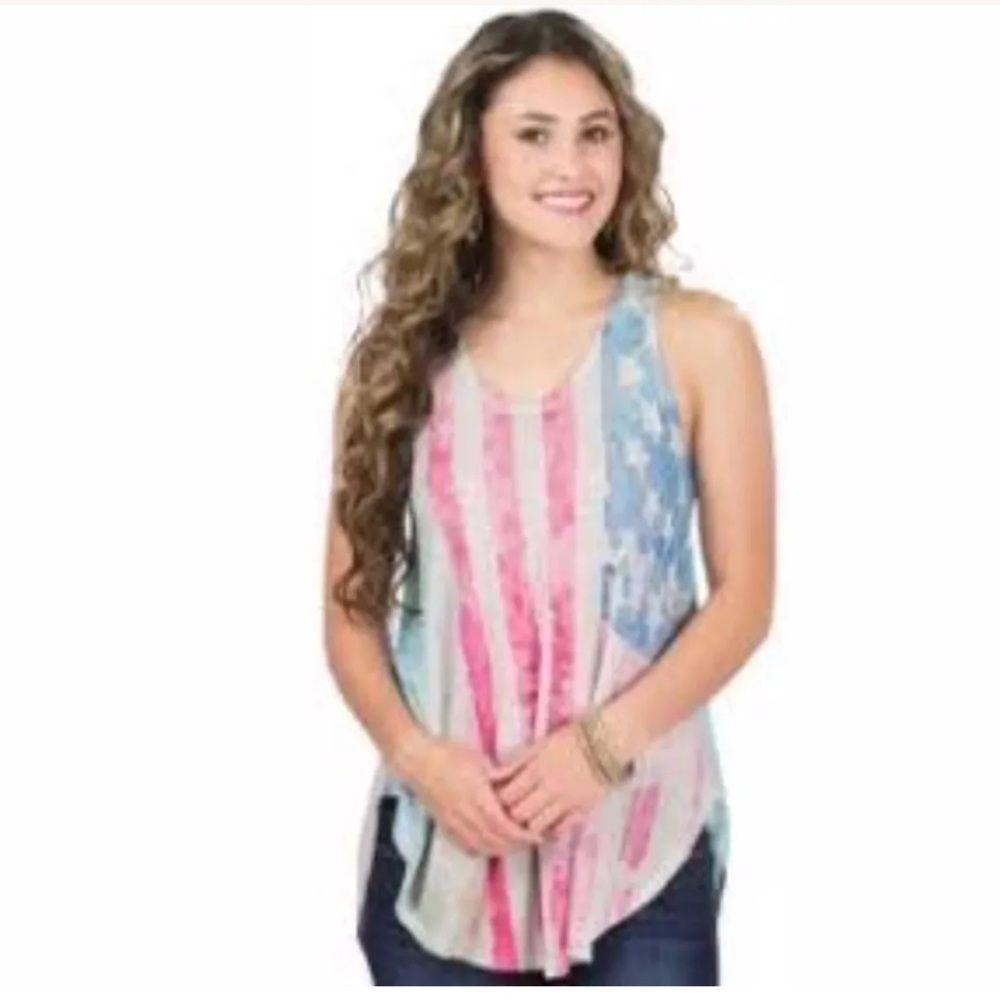 🎈3for$10 Karlie Distressed American Flag Tee - S