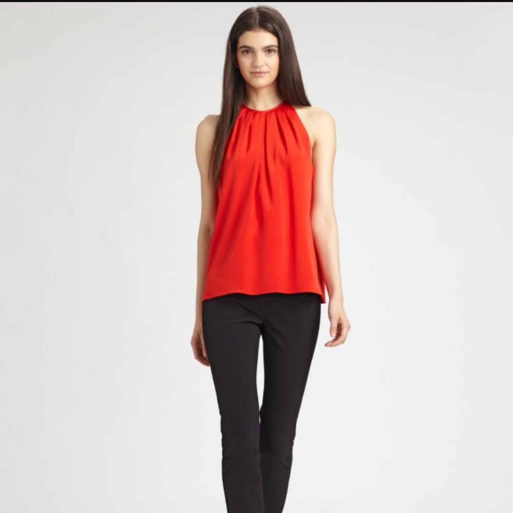 Theory red silk top