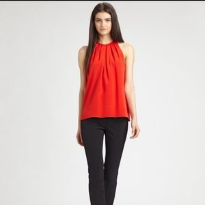 Theory red silk top