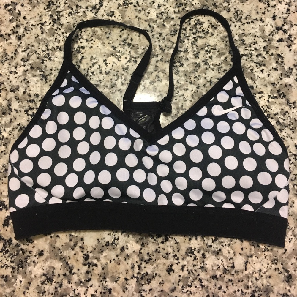 Nike bra for Soulcycle black and white polka dot