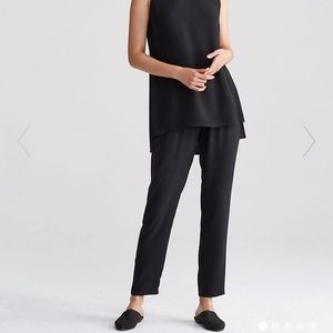 Eileen Fisher Black Silk Georgette Slouchy Pant