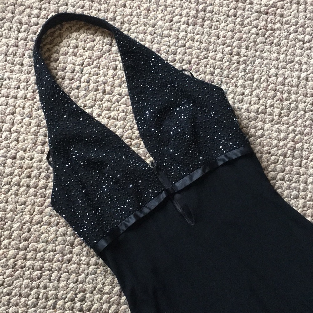 Laundry by Shelli Segal Black Beaded Halter Gown