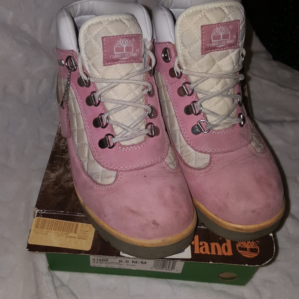 JUNIORS Pink Timberlands Size 6.5