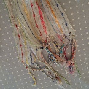 🌟 Multicolor striped scarf with braided fringe