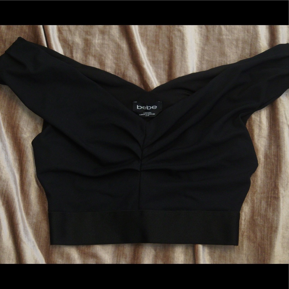 Off the shoulder BEBE crop top in black