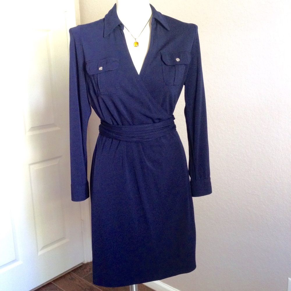 Lauren Ralph Lauren Petite Large Navy wrap dress
